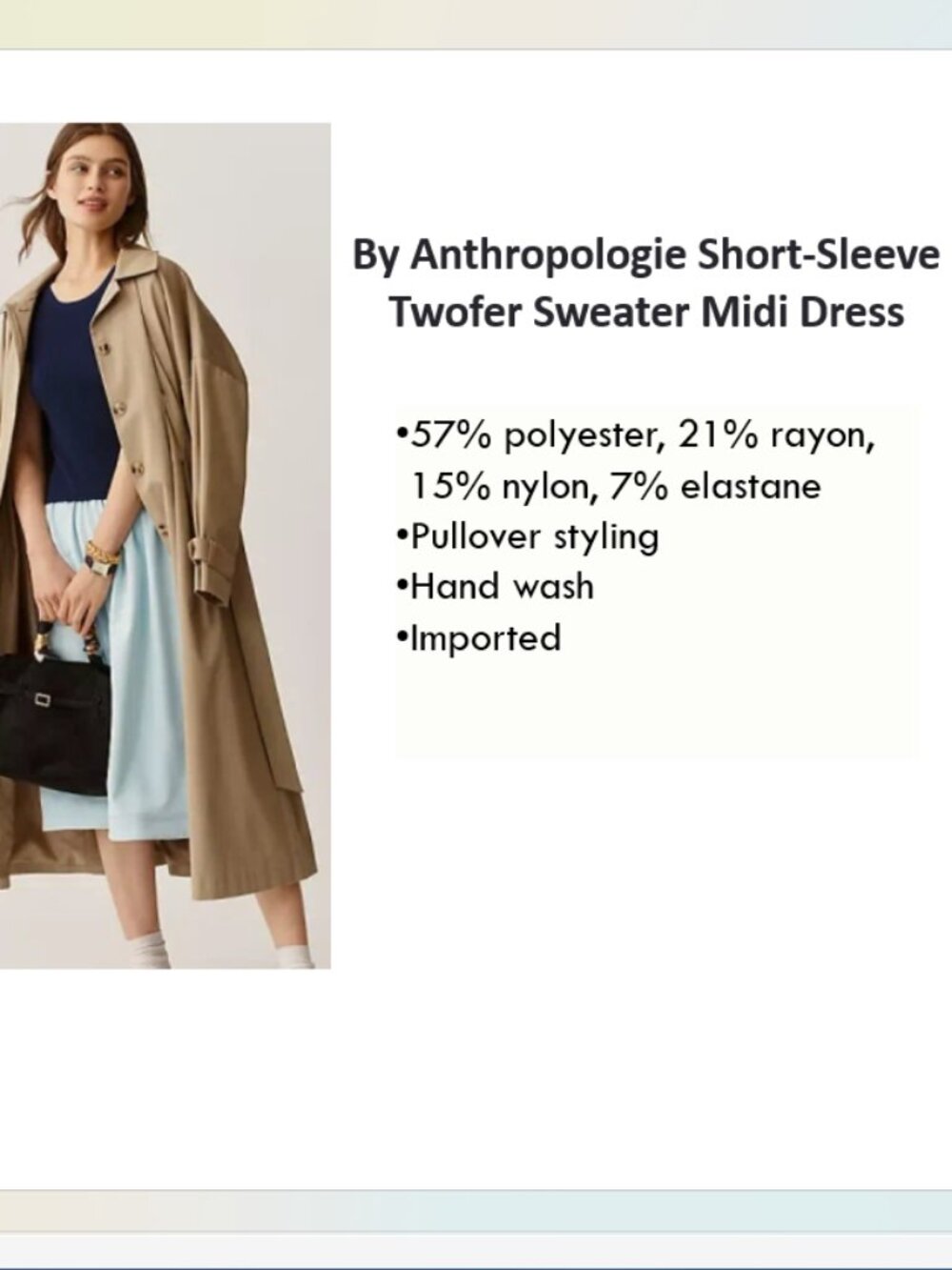ANTHROPOLOGIE Short Sleeve Twofer Sweater Midi Dress - Picture 10 of 10